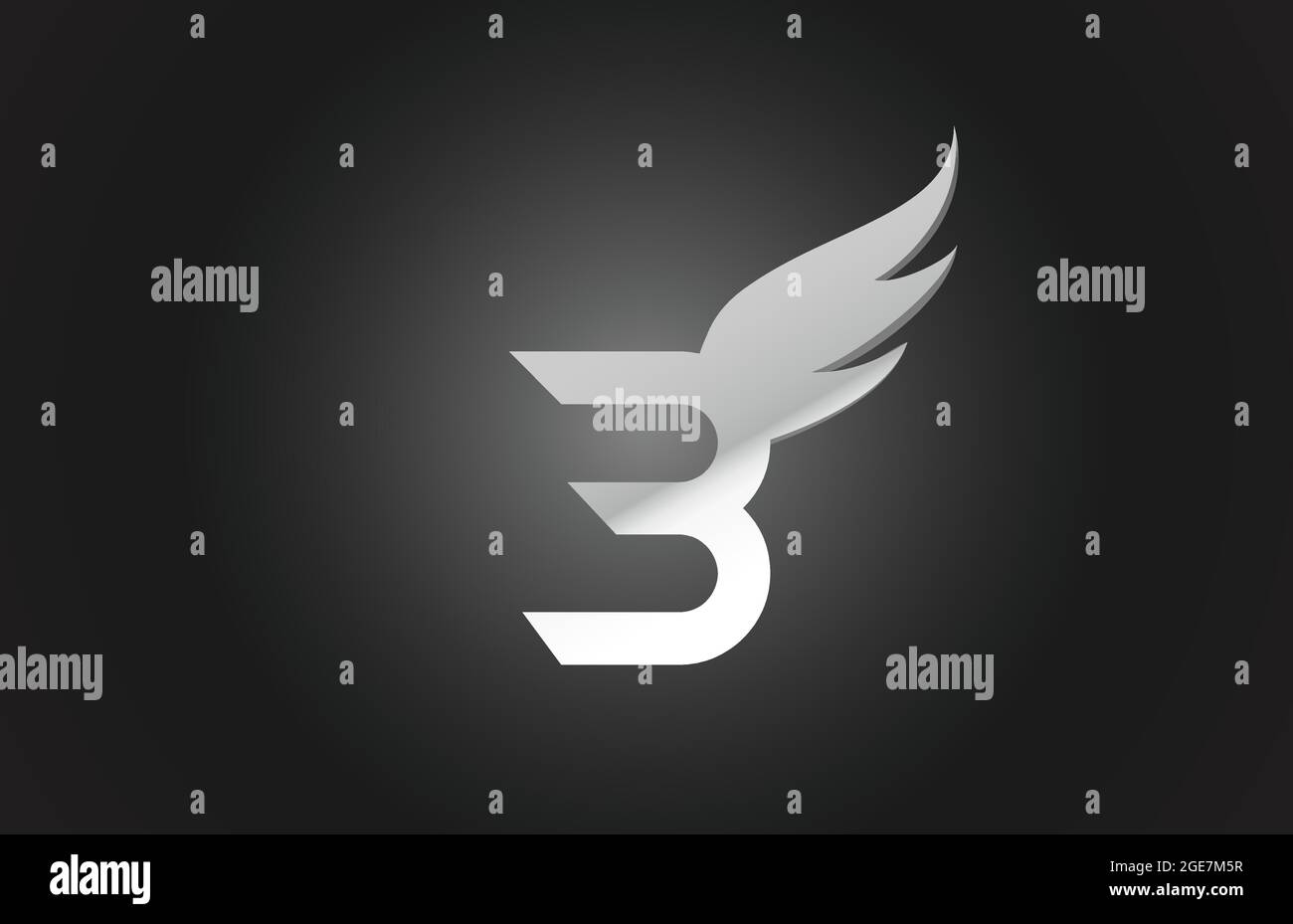 black and white B wing alphabet letter logo icon. Creative design for ...