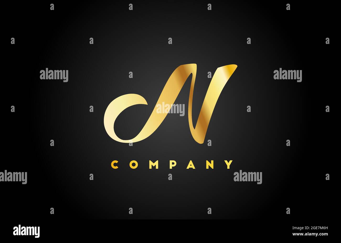 gold golden metal N alphabet letter logo icon for branding. Creative ...