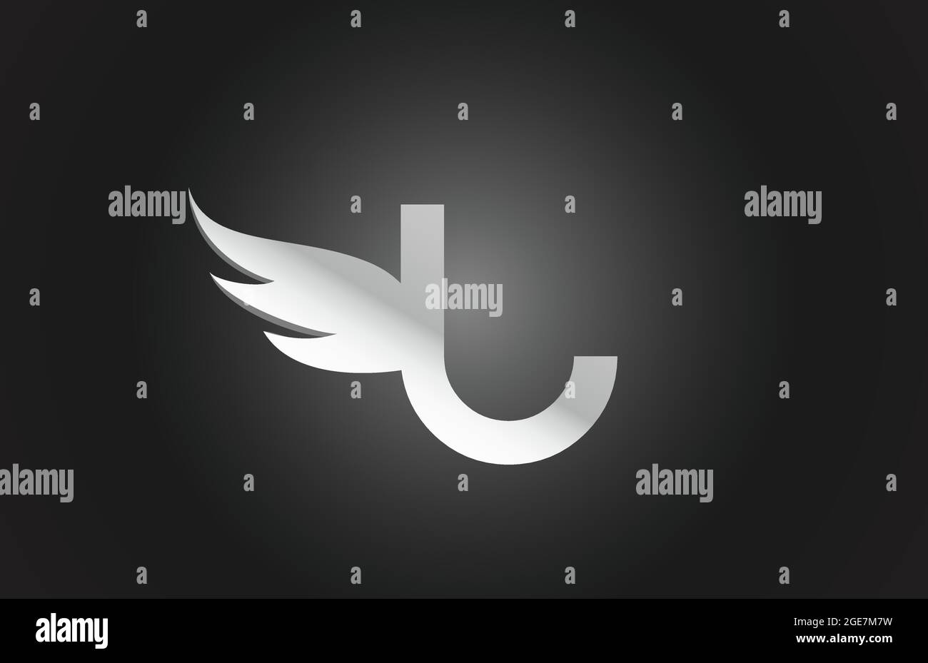 black and white U wing alphabet letter logo icon. Creative design for ...