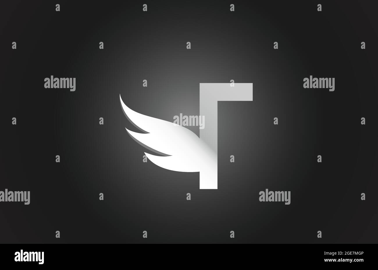 black and white T wing alphabet letter logo icon. Creative design for ...