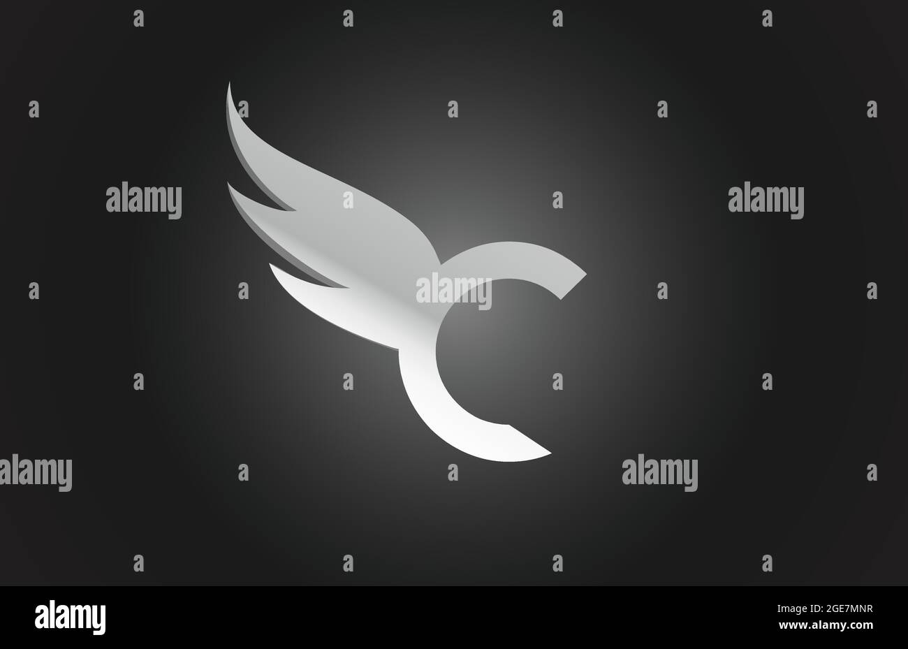 black and white C wing alphabet letter logo icon. Creative design for ...