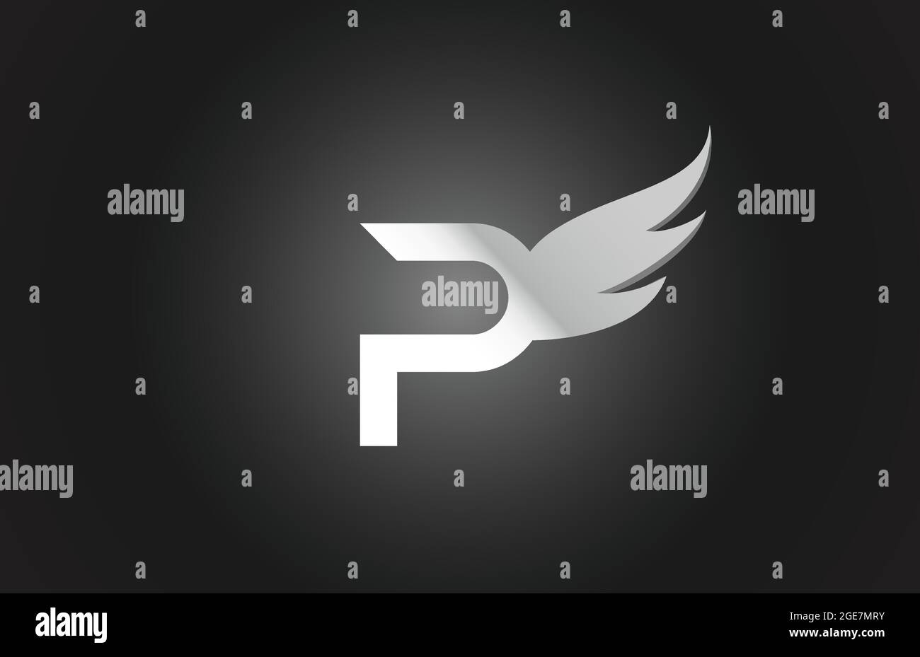 black and white P wing alphabet letter logo icon. Creative design for ...