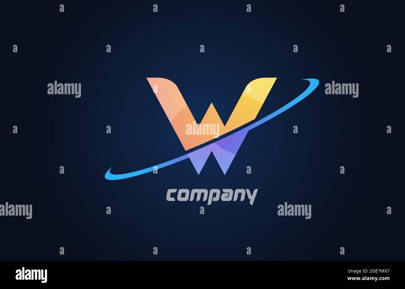 swoosh W alphabet letter logo icon in blue and yellow. Creative design ...
