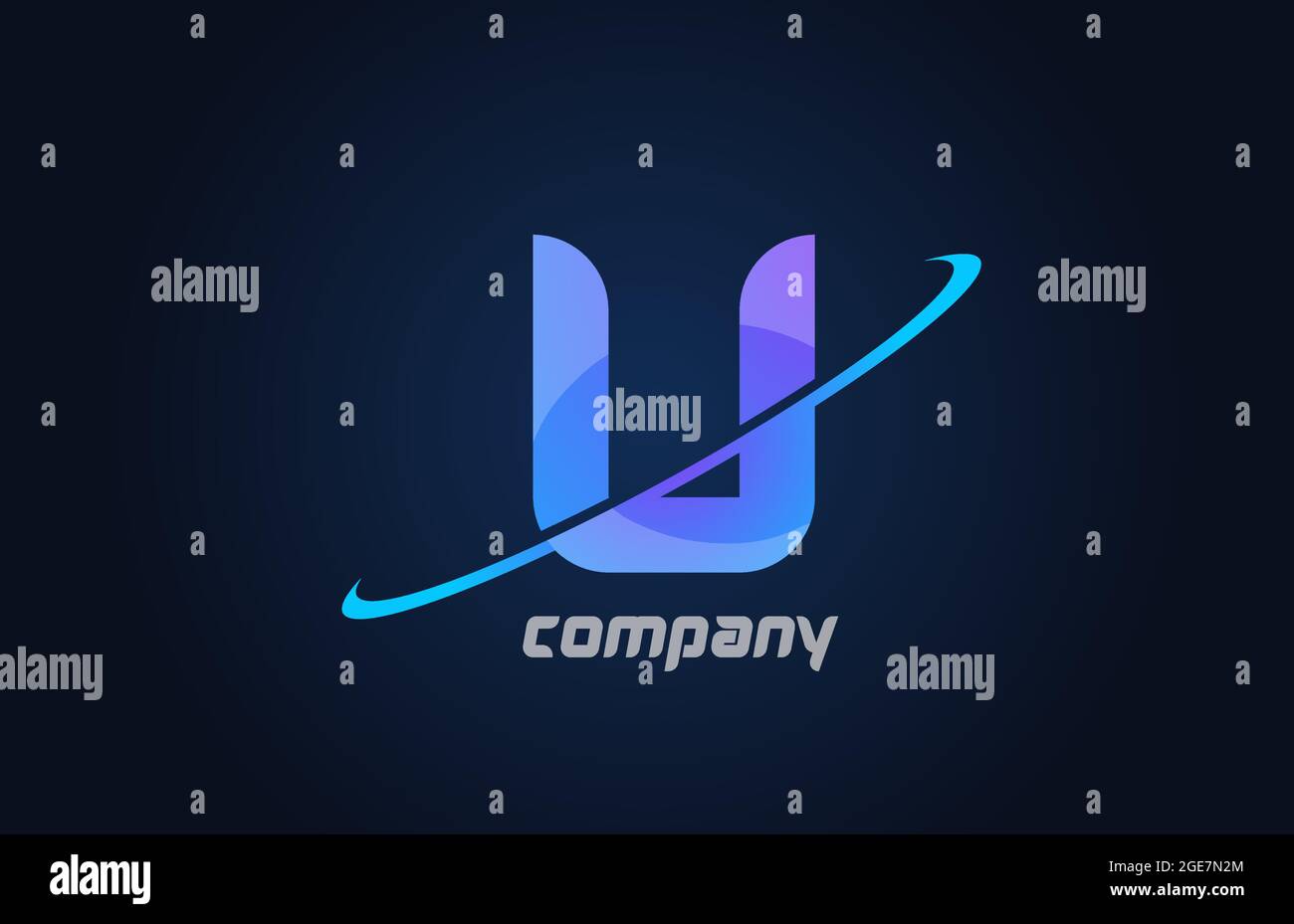 U blue swoosh alphabet letter logo icon template. Creative design for ...