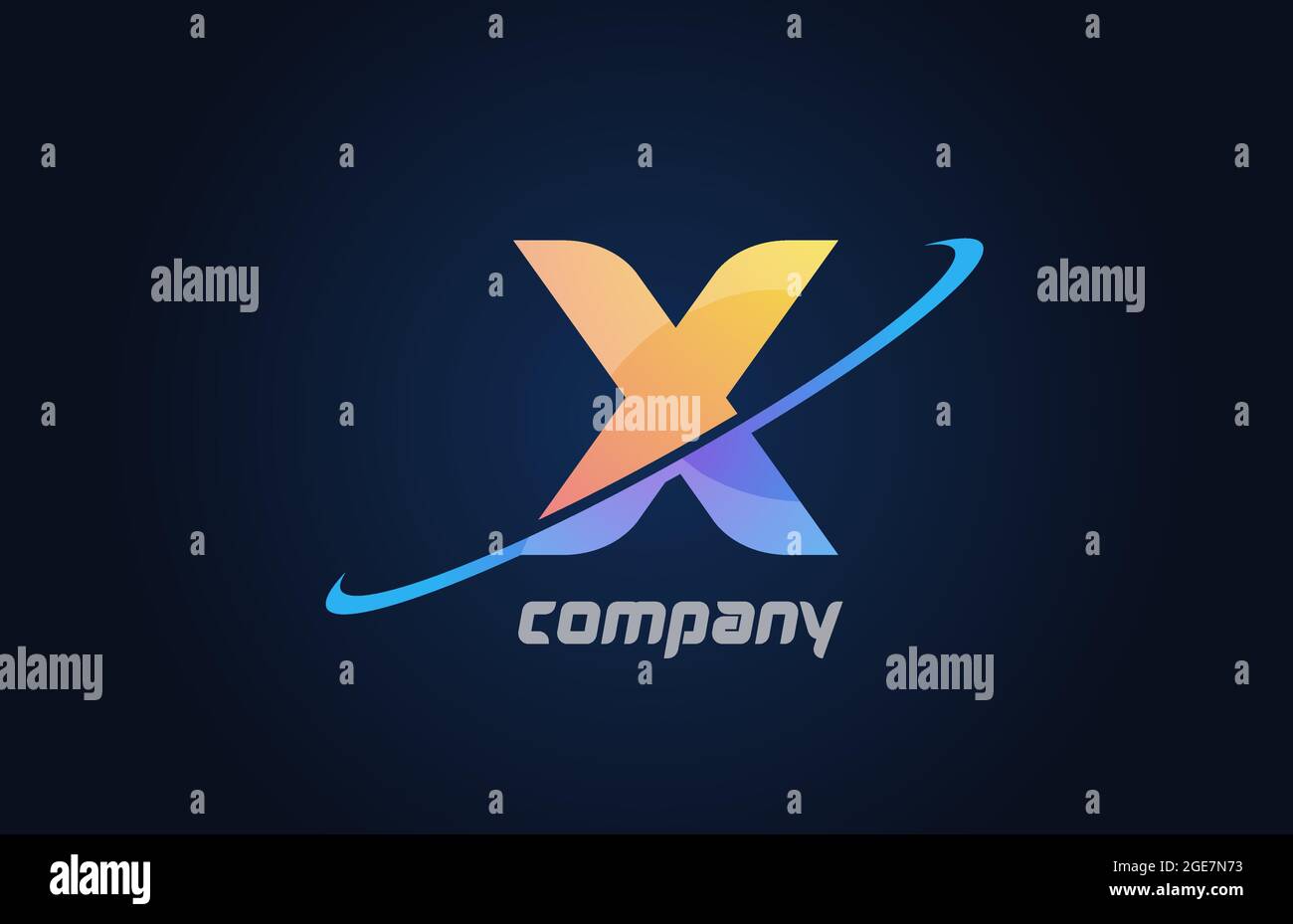 swoosh X alphabet letter logo icon in blue and yellow. Creative design ...