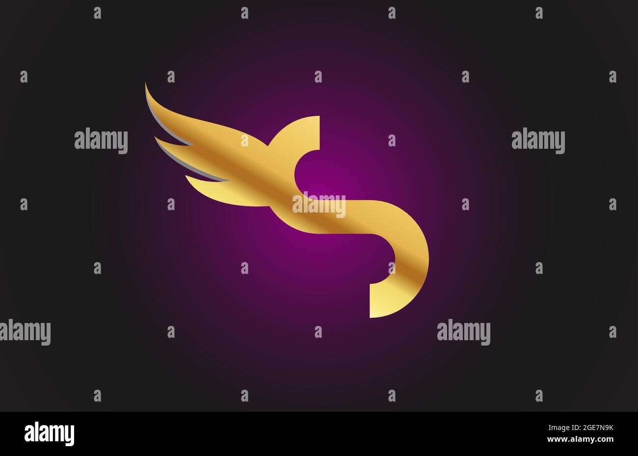 gold golden S wing alphabet letter logo icon. Creative design template ...