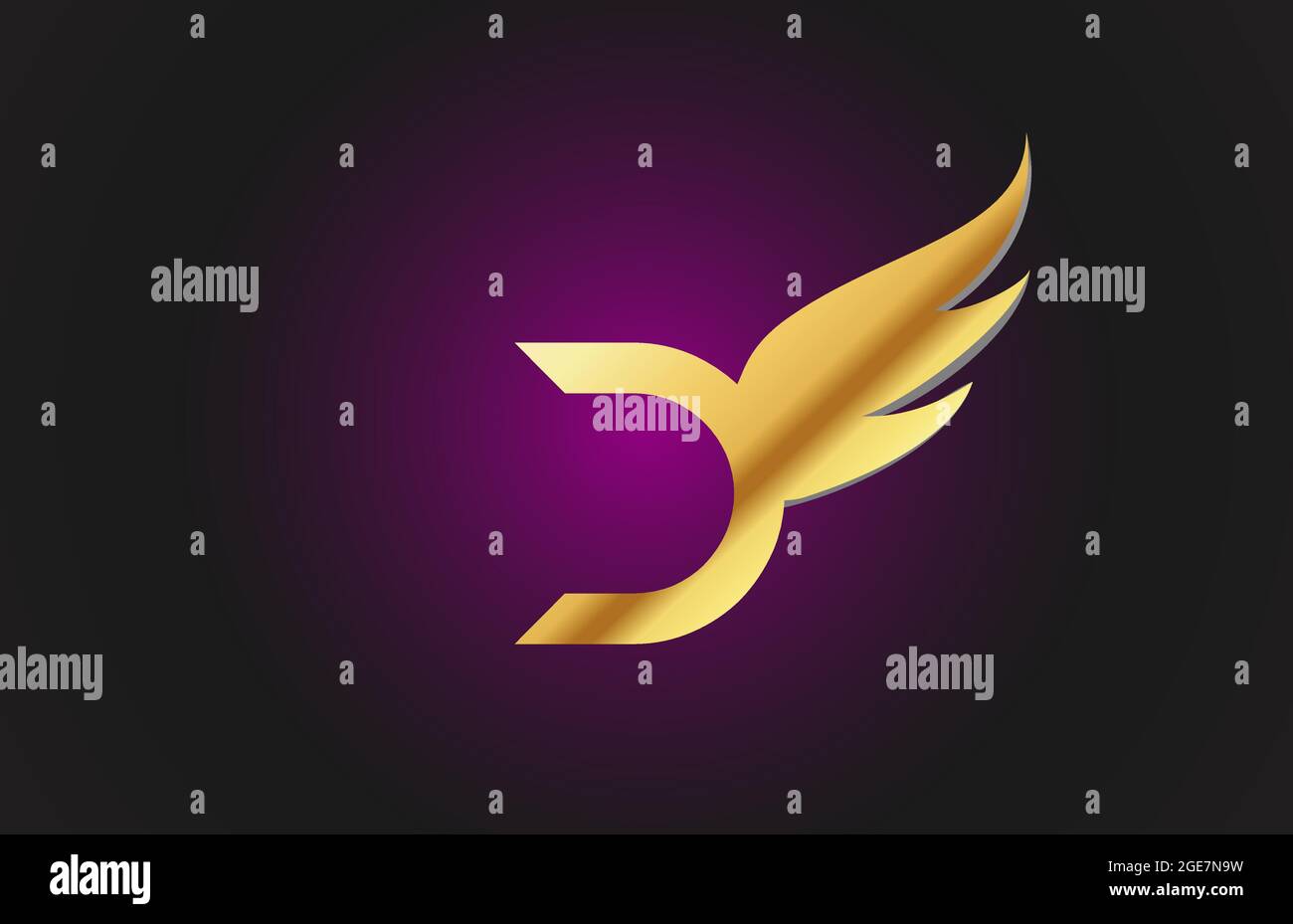 gold golden D wing alphabet letter logo icon. Creative design template ...