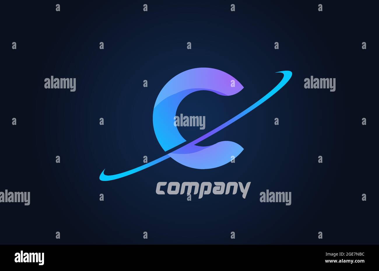C blue swoosh alphabet letter logo icon template. Creative design for ...