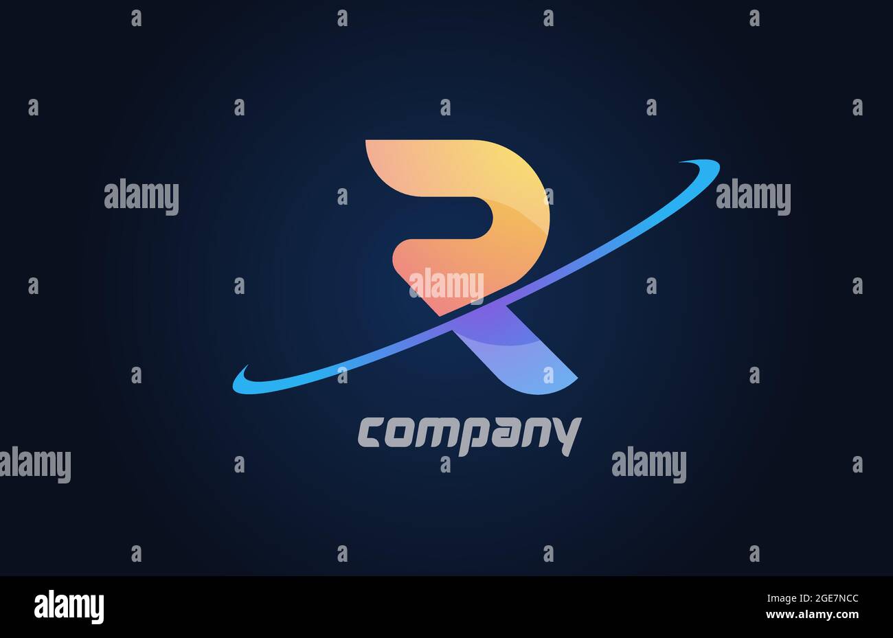 swoosh R alphabet letter logo icon in blue and yellow. Creative design ...