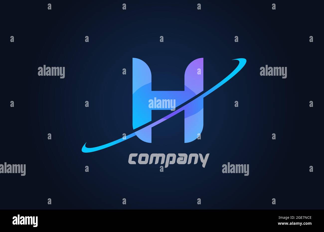 H blue swoosh alphabet letter logo icon template. Creative design for ...