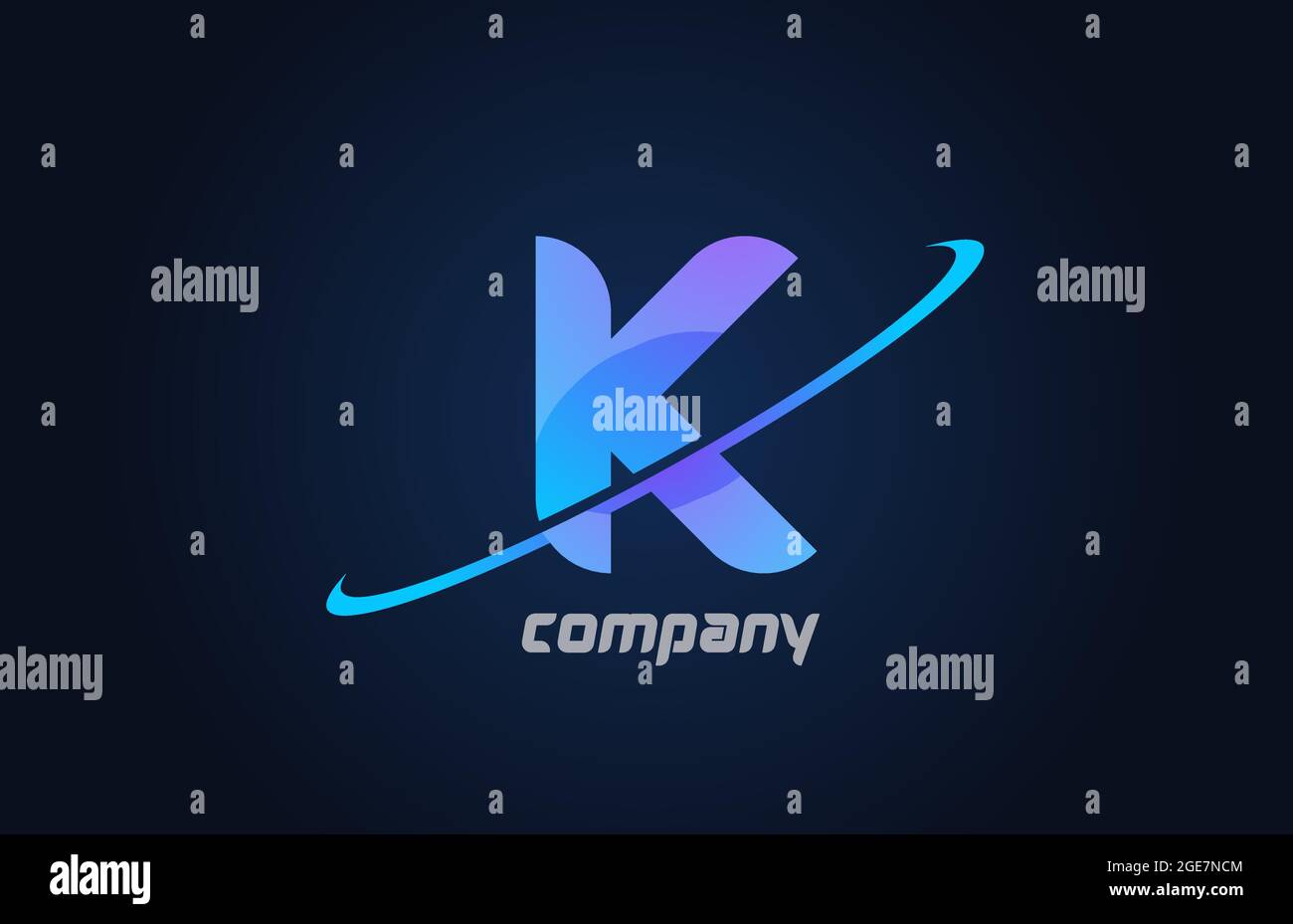 K blue swoosh alphabet letter logo icon template. Creative design for ...