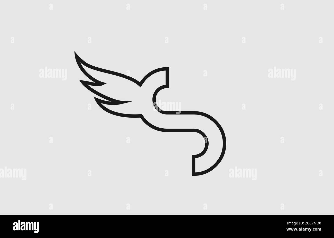 black white S simple alphabet letter logo icon with line design ...