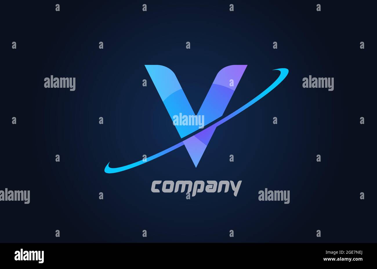 V blue swoosh alphabet letter logo icon template. Creative design for ...