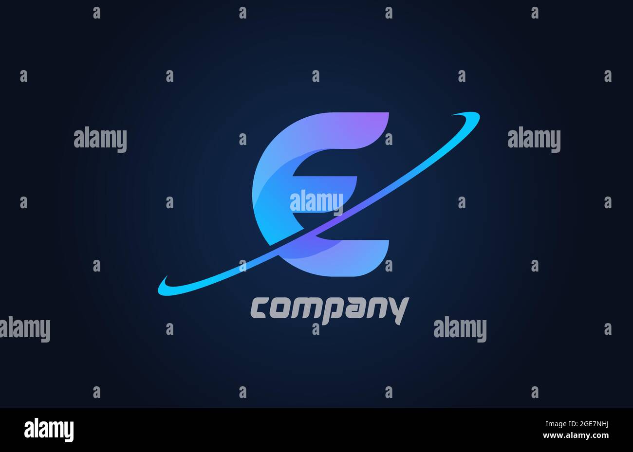 E blue swoosh alphabet letter logo icon template. Creative design for ...