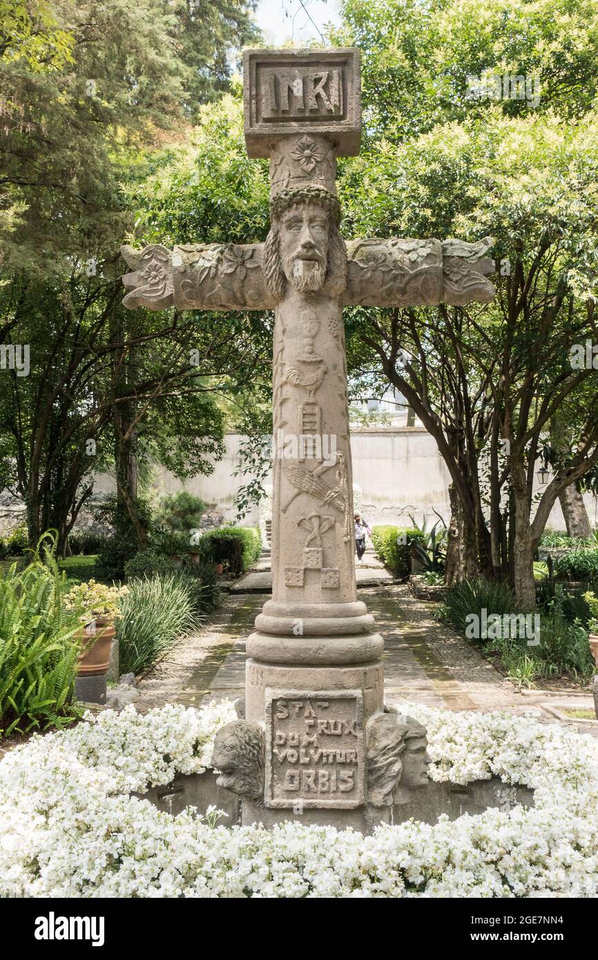 Jesus Christ face on cross, San Angel, Mexico City, Mexico Stock Photo