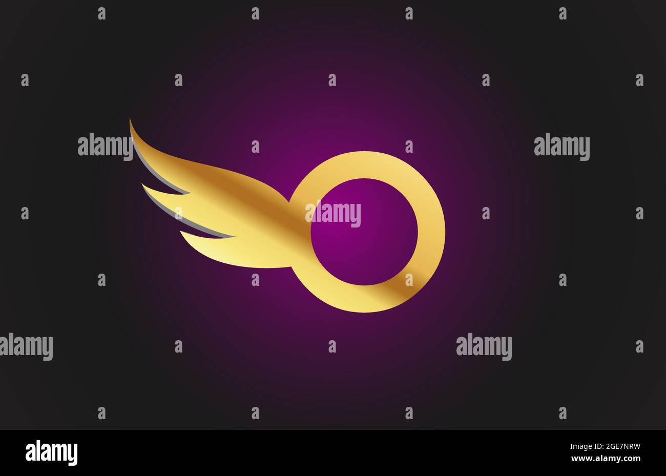 gold golden O wing alphabet letter logo icon. Creative design template ...