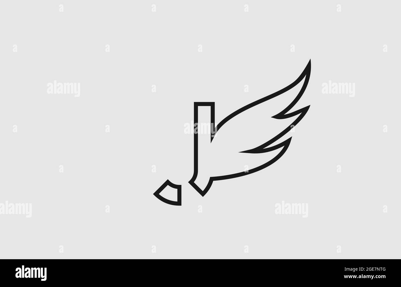 black white J simple alphabet letter logo icon with line design ...
