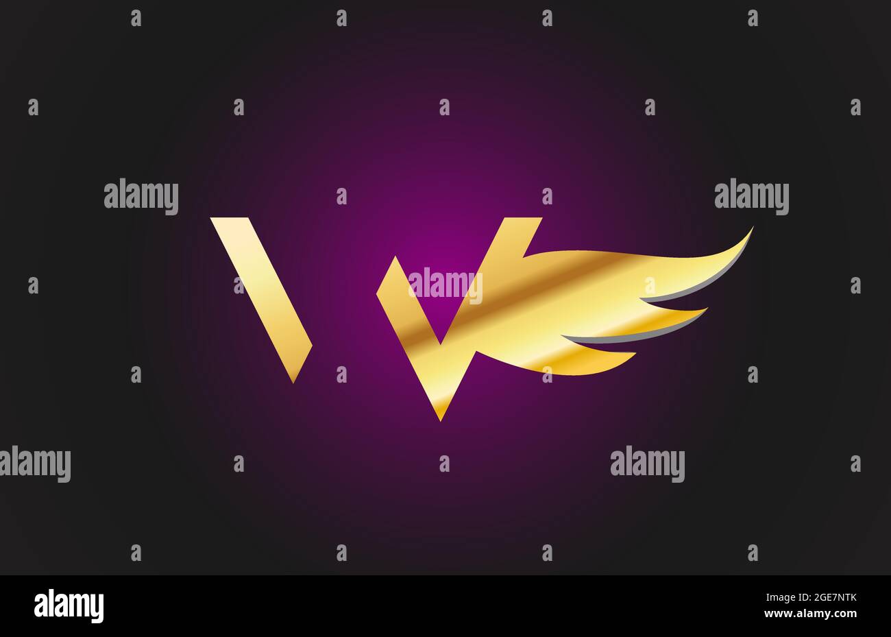 gold golden W wing alphabet letter logo icon. Creative design template ...