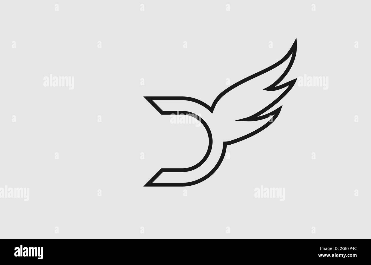 black white D simple alphabet letter logo icon with line design ...