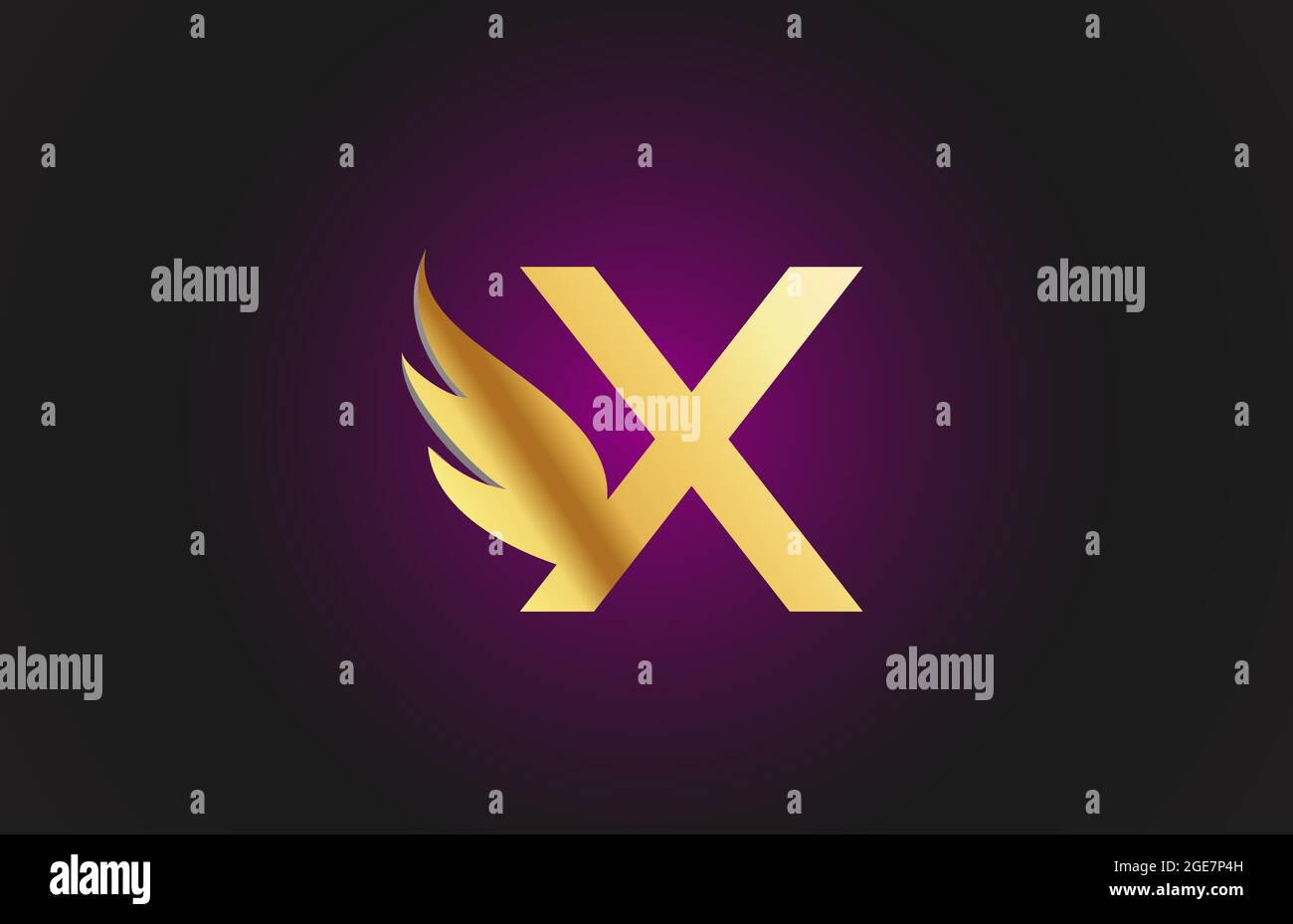 gold golden X wing alphabet letter logo icon. Creative design template ...