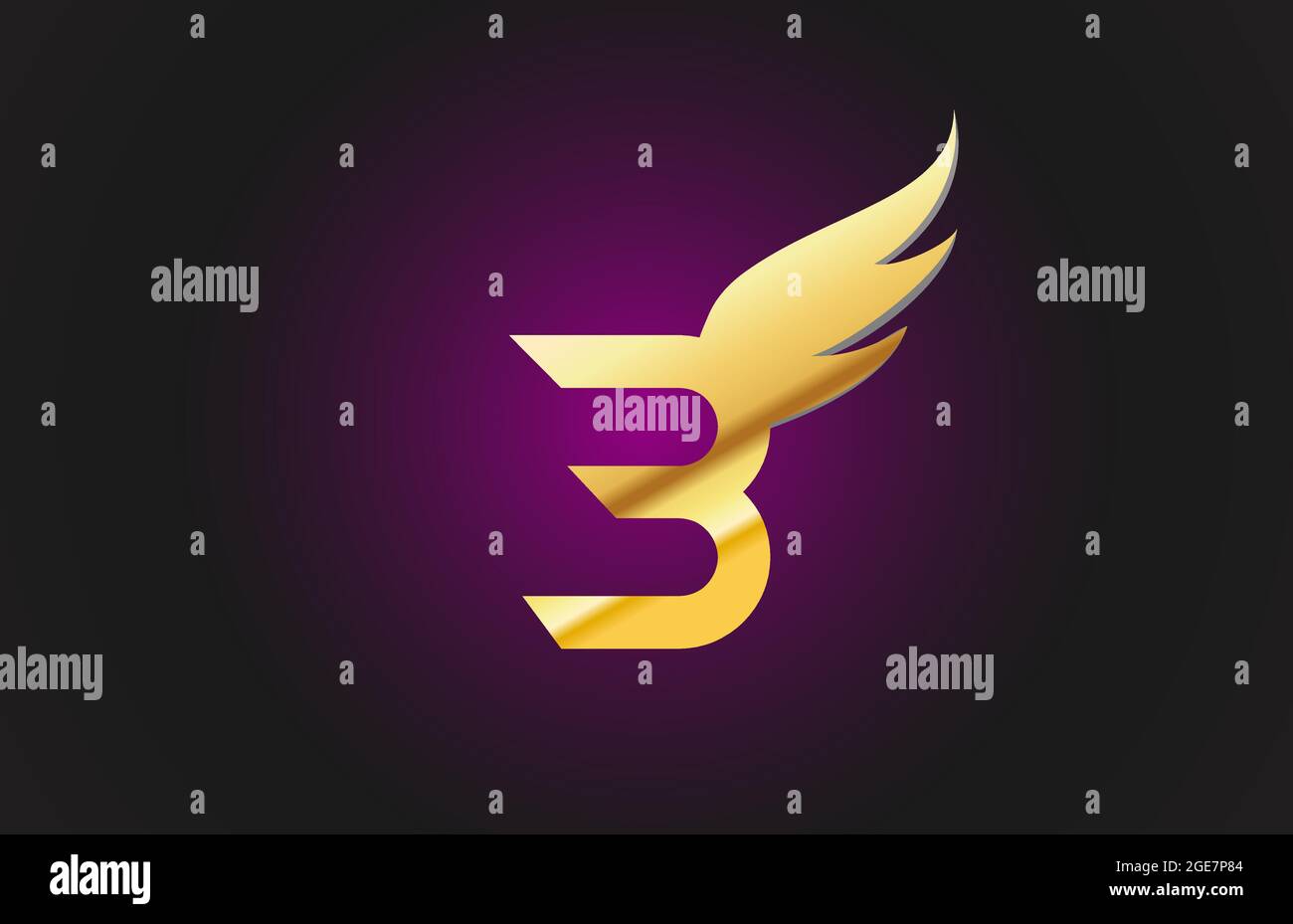 gold golden B wing alphabet letter logo icon. Creative design template ...