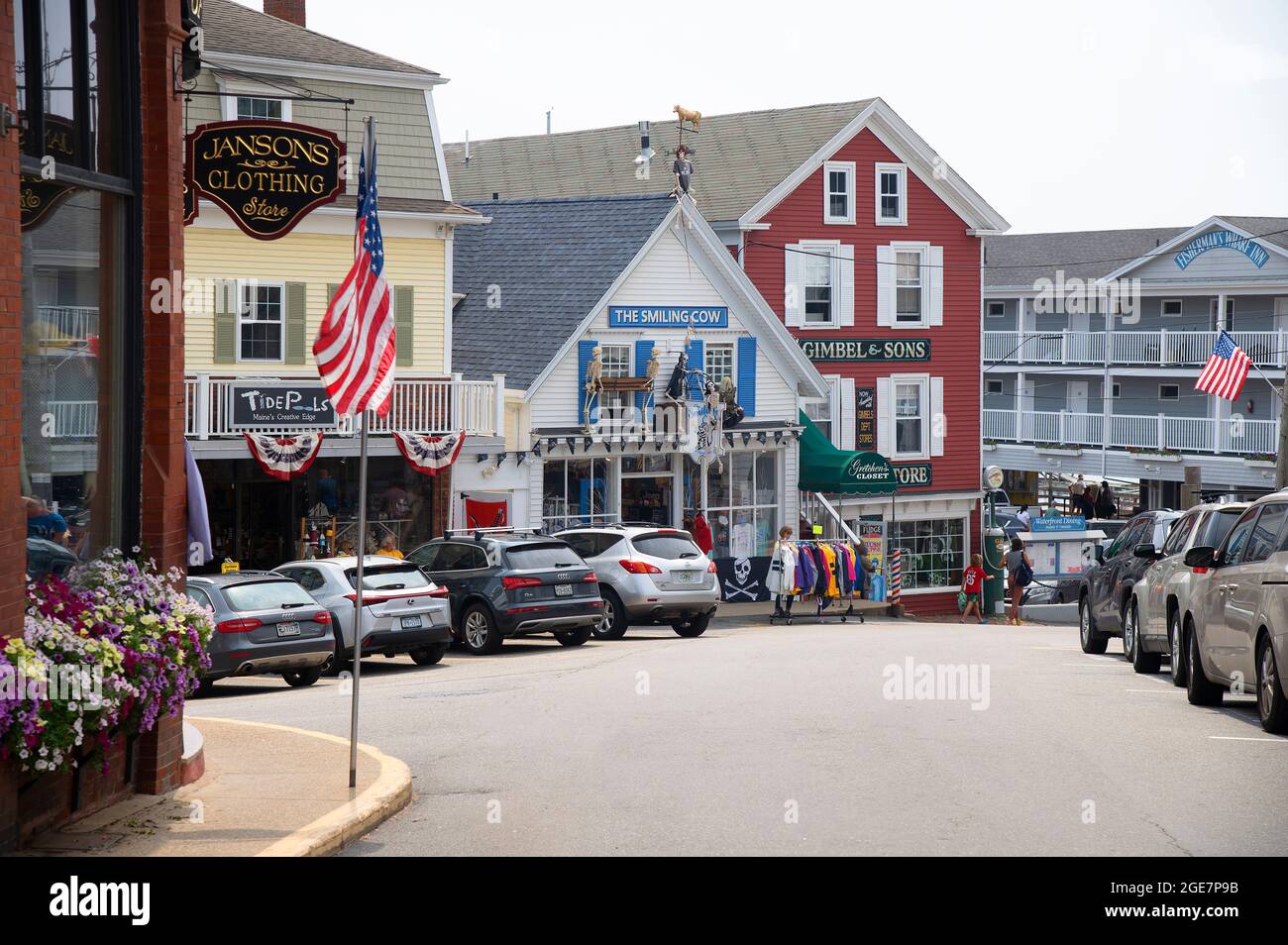 Downtown Boothbay Harbor, Maine on a summer day, USA Stock Photo - Alamy