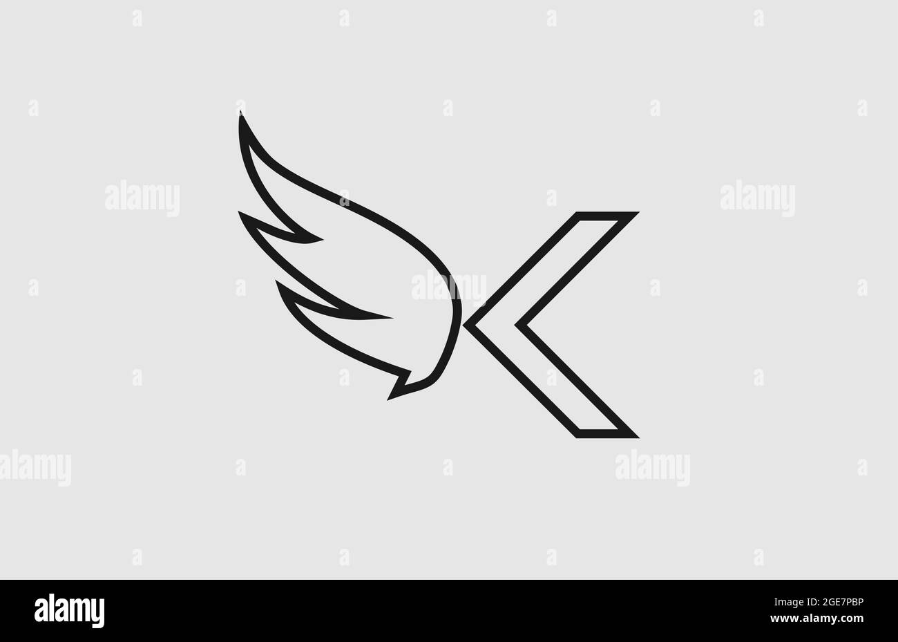 black white K simple alphabet letter logo icon with line design