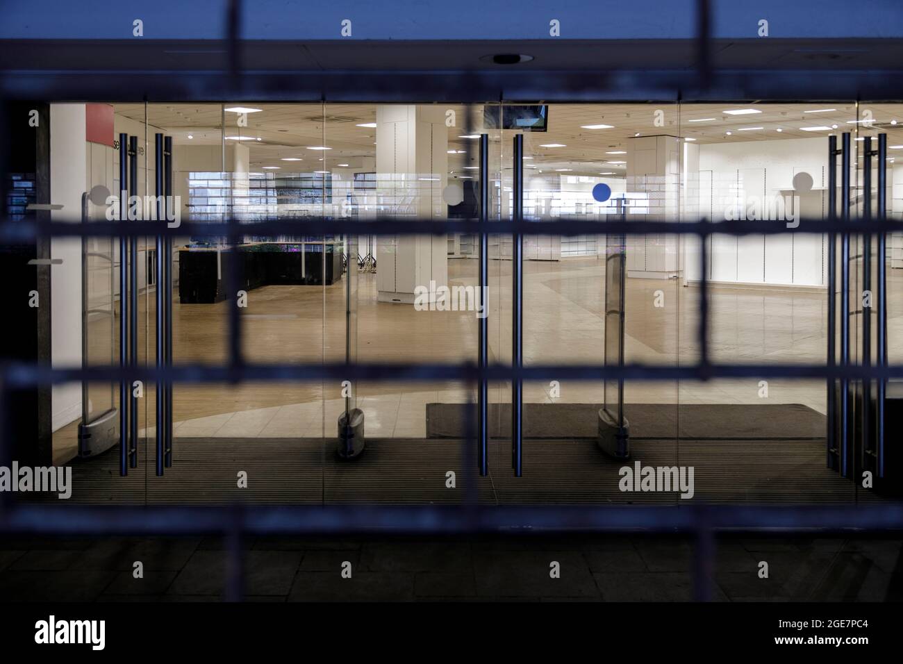 View into the empty Debenhams store in Guildford and it closed for the final time. Stock Photo
