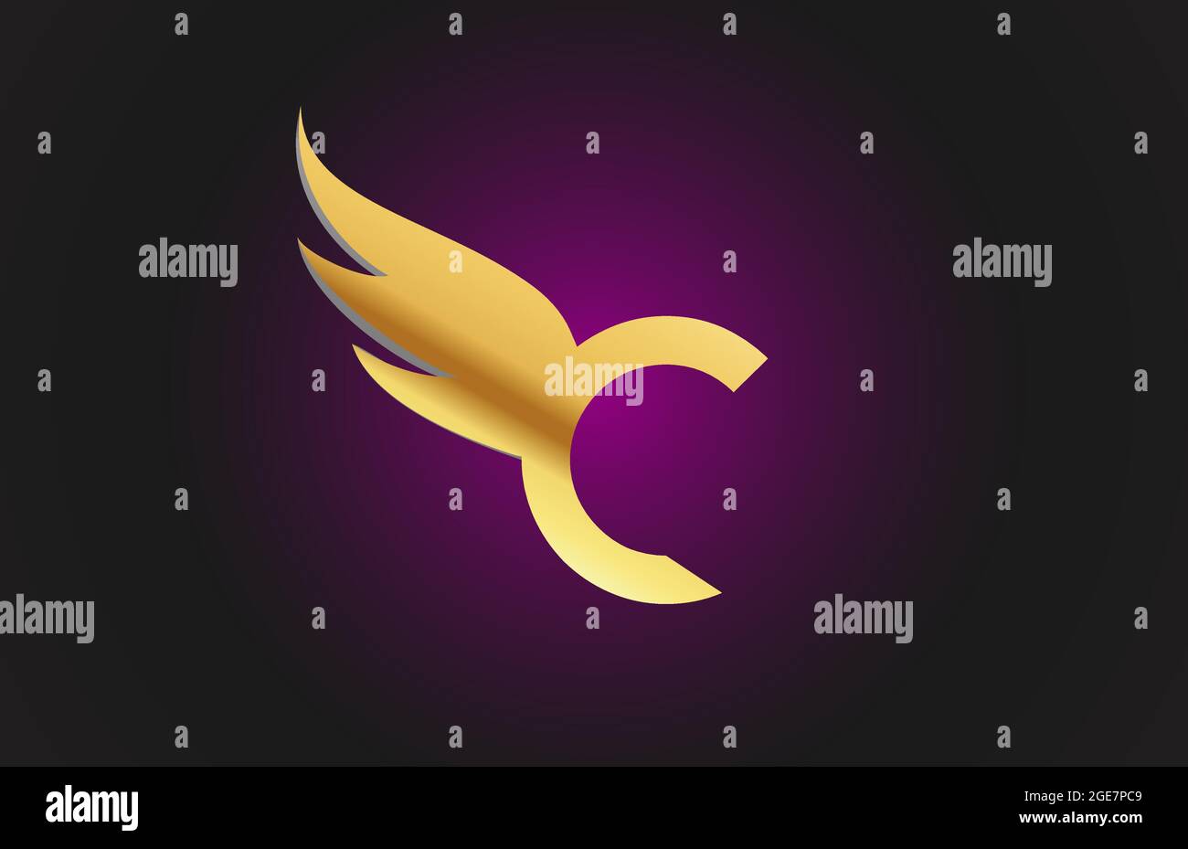 gold golden C wing alphabet letter logo icon. Creative design template ...