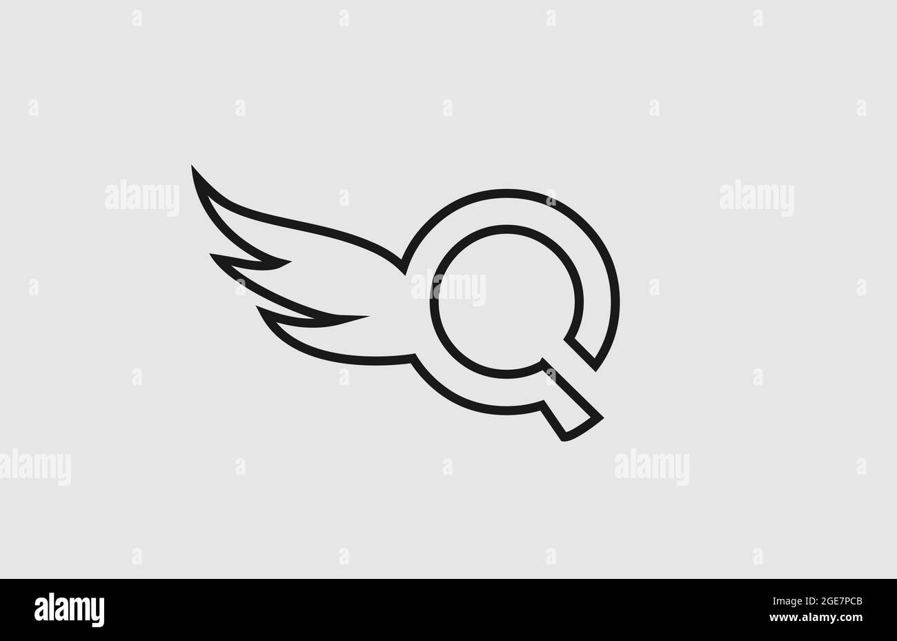 black white Q simple alphabet letter logo icon with line design ...
