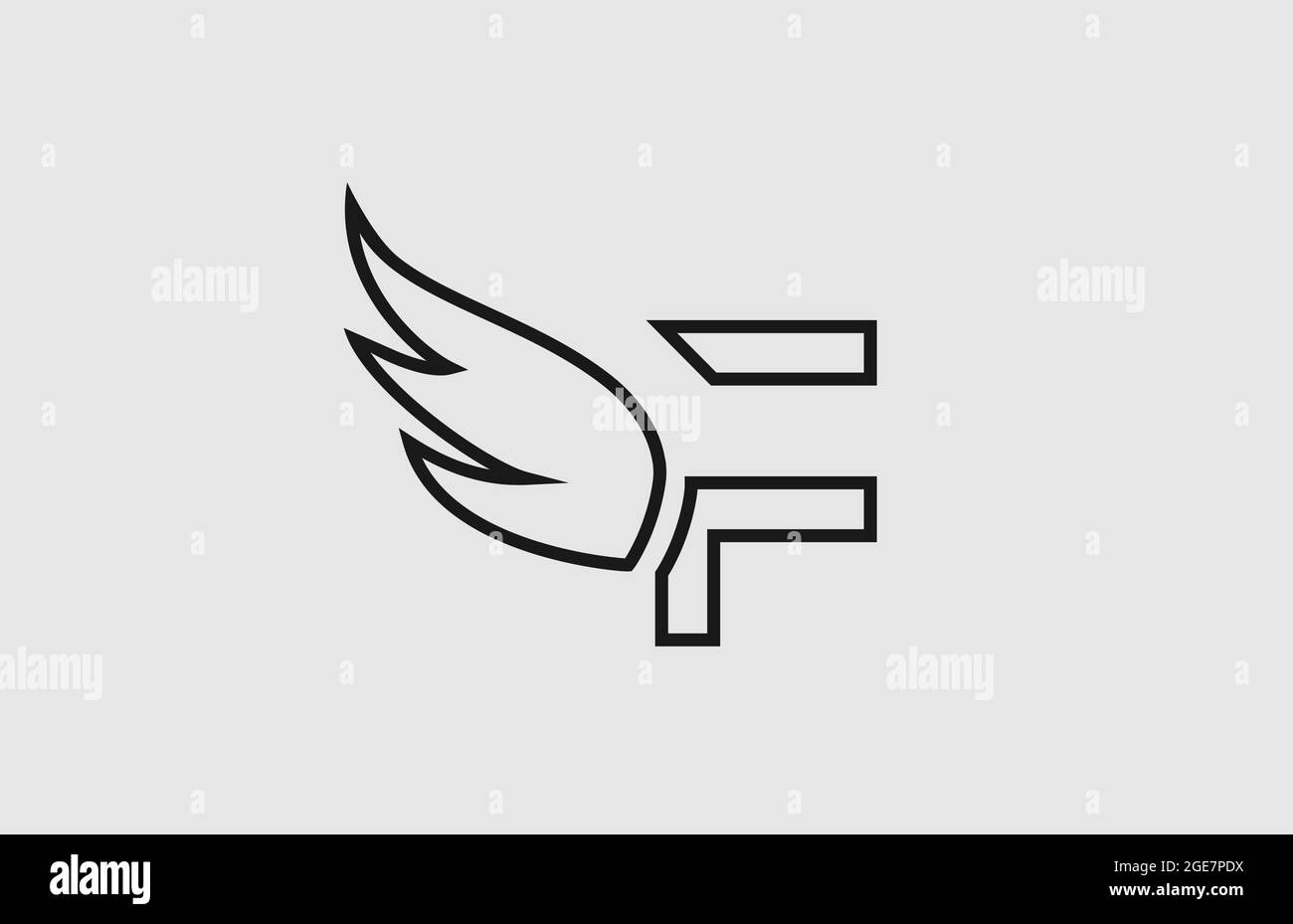 black white F simple alphabet letter logo icon with line design ...