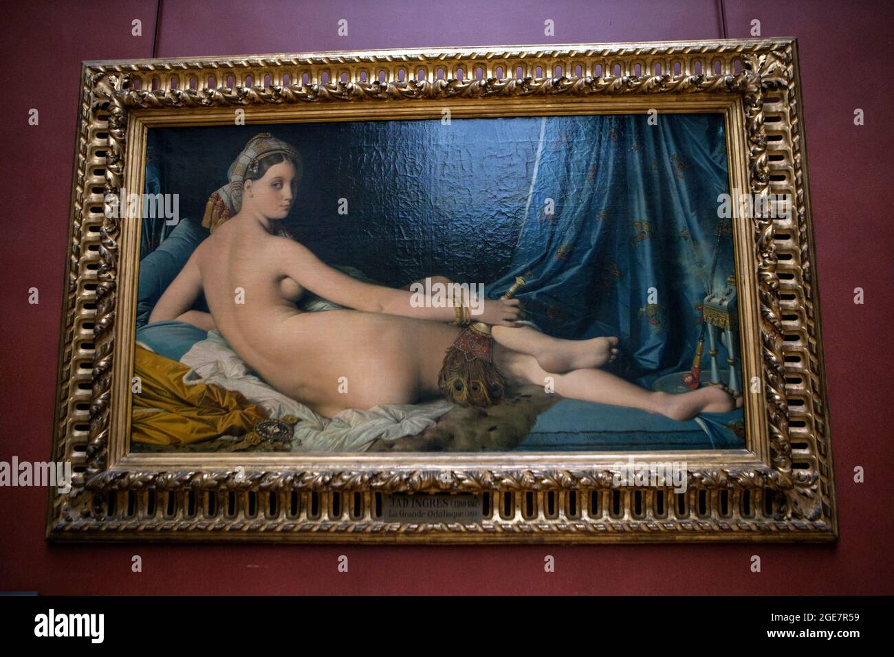 Grande Odalisque, an oil painting of 1814 by Jean Auguste Dominique Ingres exhibited at Louvre Museum in Paris, France. Stock Photo