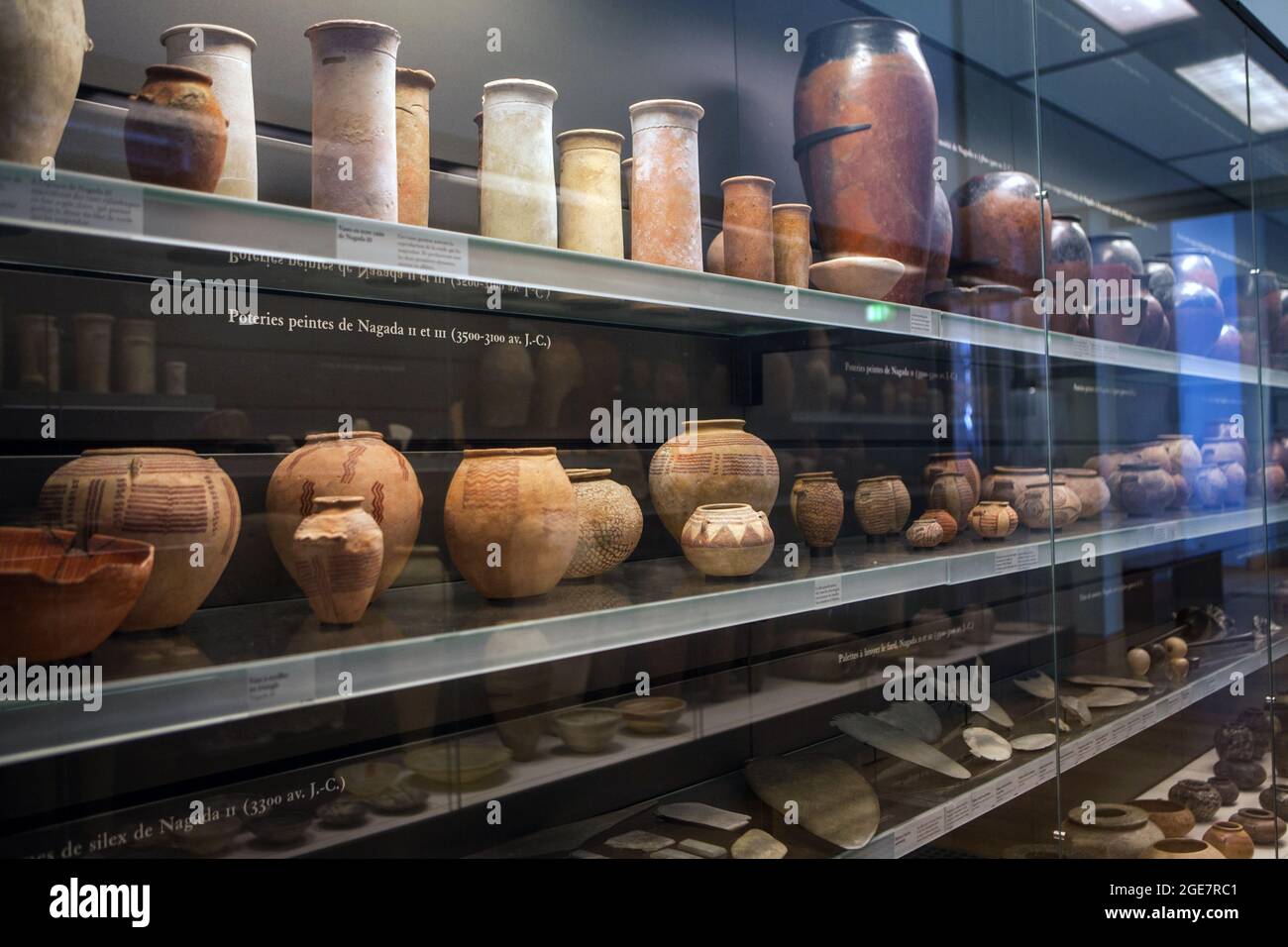 Artifacts on display at the Louvre Museum in Paris, France Stock Photo