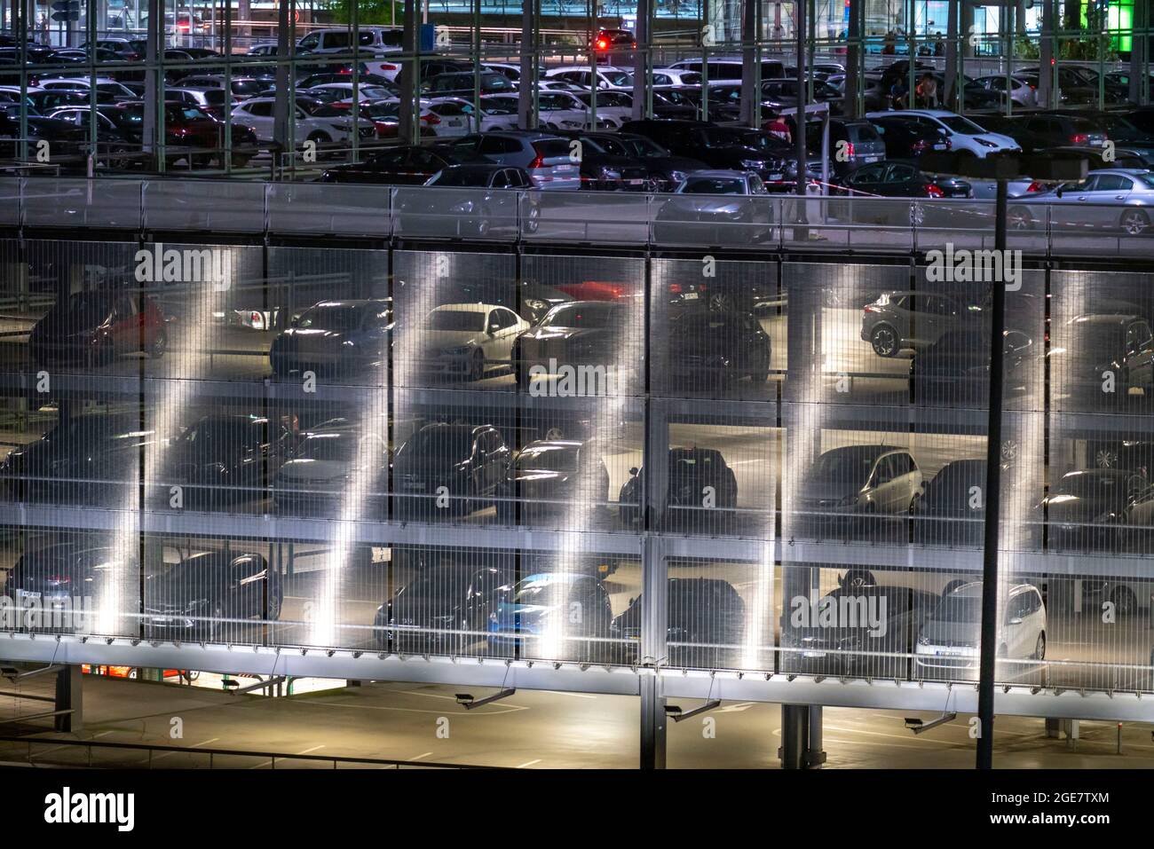 Cologne-Bonn Airport, CGN, NRW, car park P2 at passenger terminal 2, evening, Germany, Stock Photo