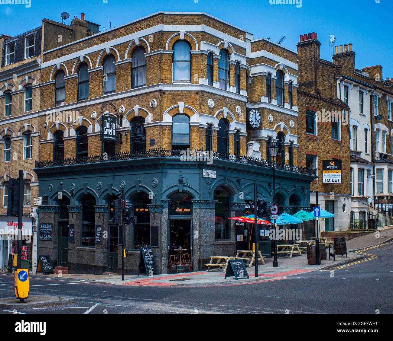 The Union Tavern Pub London - The Union Tavern Pub & Restaurant on Kings Cross Road, Clerkenwell Central London. Stock Photo