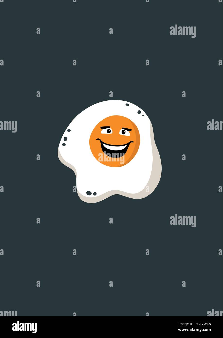 Cartoon scrambled eggs. Good morning poster. Funny scrambled eggs. Yolk