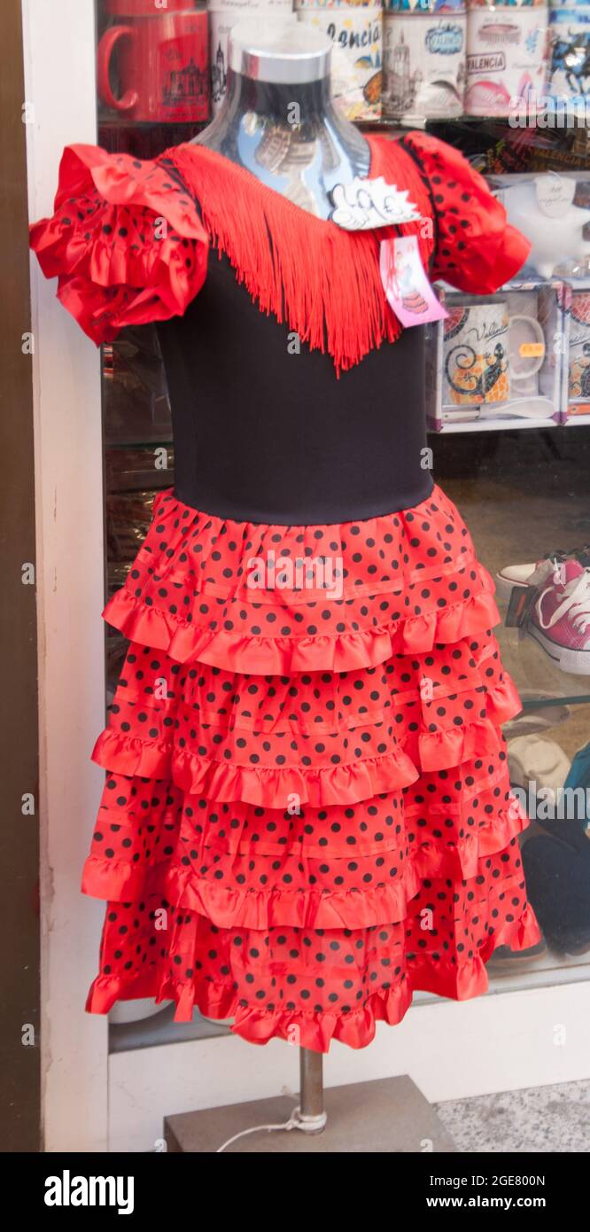 Andalucian (Flamenco) Dress,  Valencia, Spain, Europe Stock Photo