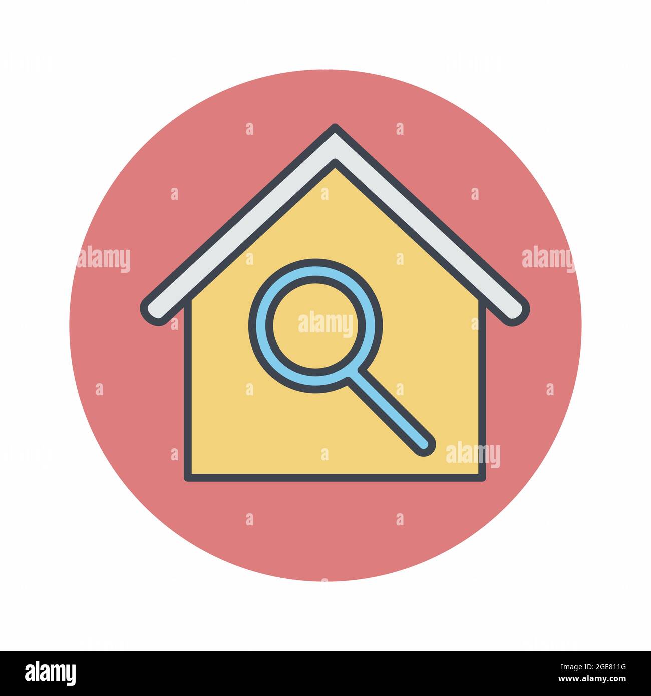 Vector Graphic of House Search Color Mate Style simple illustration