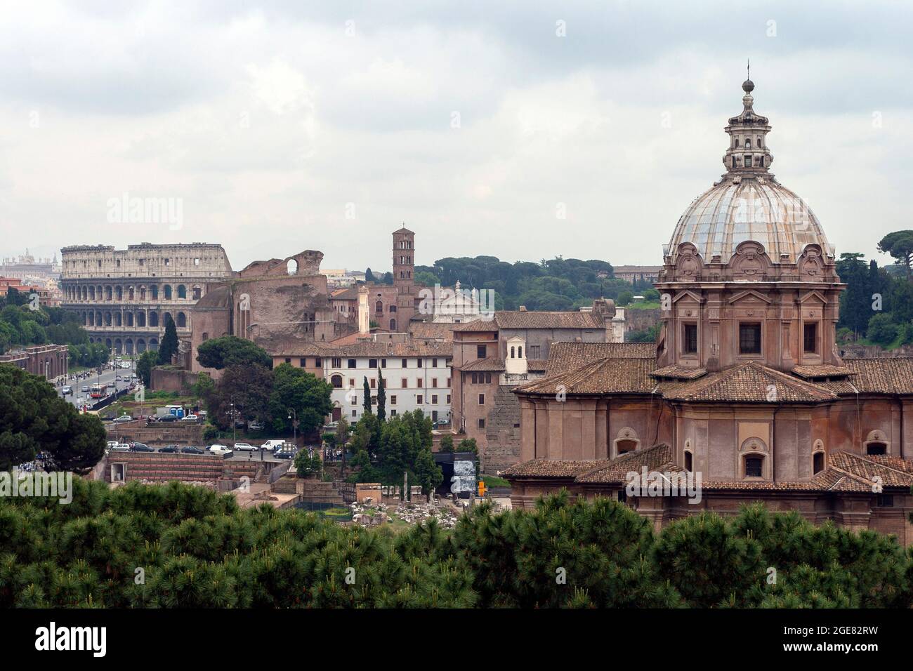 The Church of Santi Luca e Martina in Rome is located in the Roman Forum and on it stands the homonymous rectory, which is part of the parish of San M Stock Photo