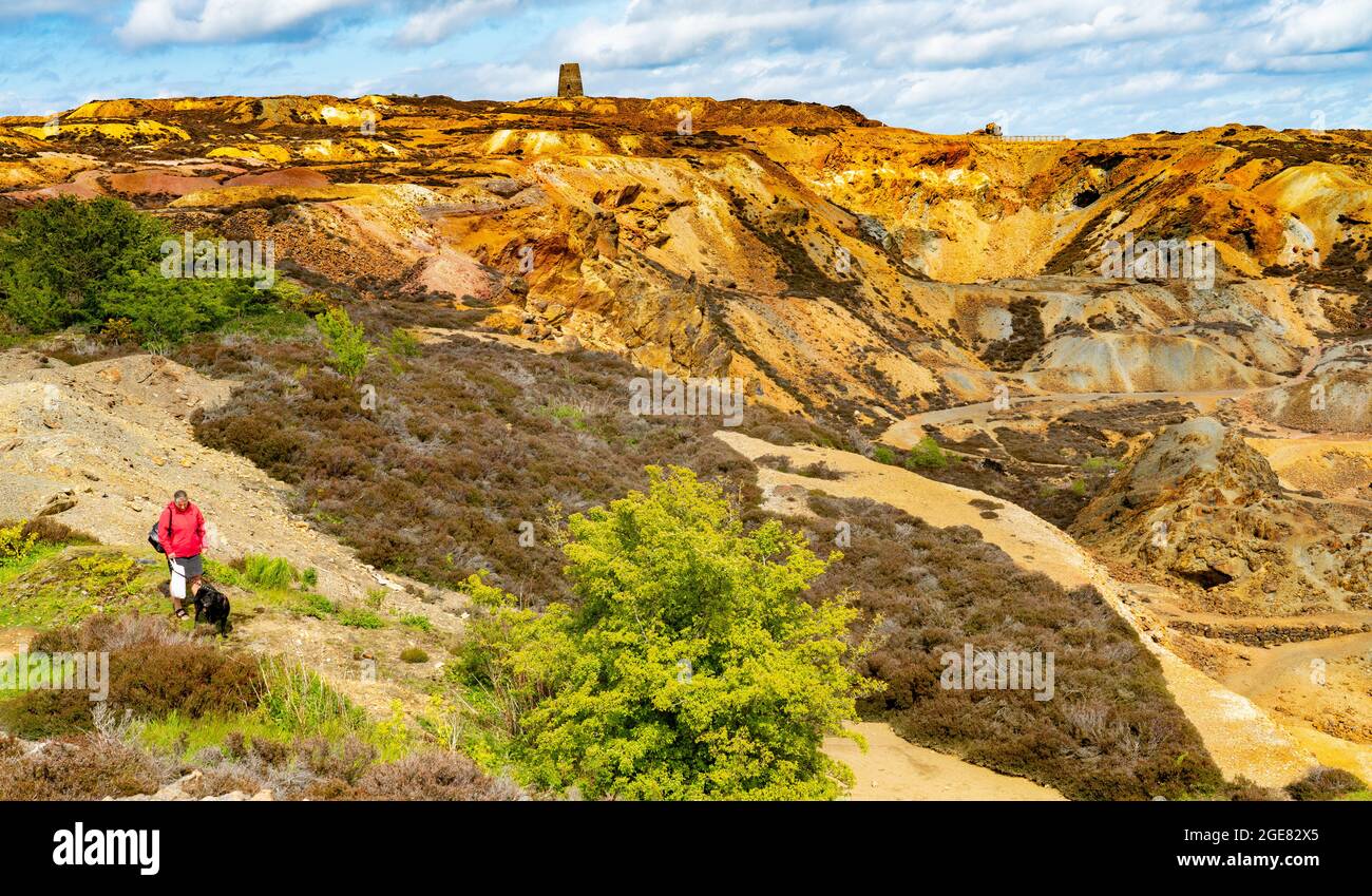 Parys Mountain Copper Mine (disused), near Amlwch, Anglesey, North Wales. Image taken in May 2021. Stock Photo