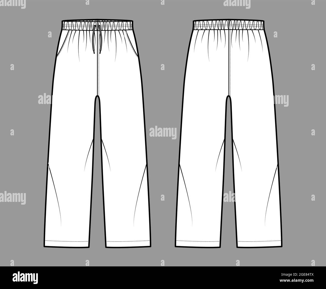 Pull-On Pants Sport training shorts technical fashion illustration with ...