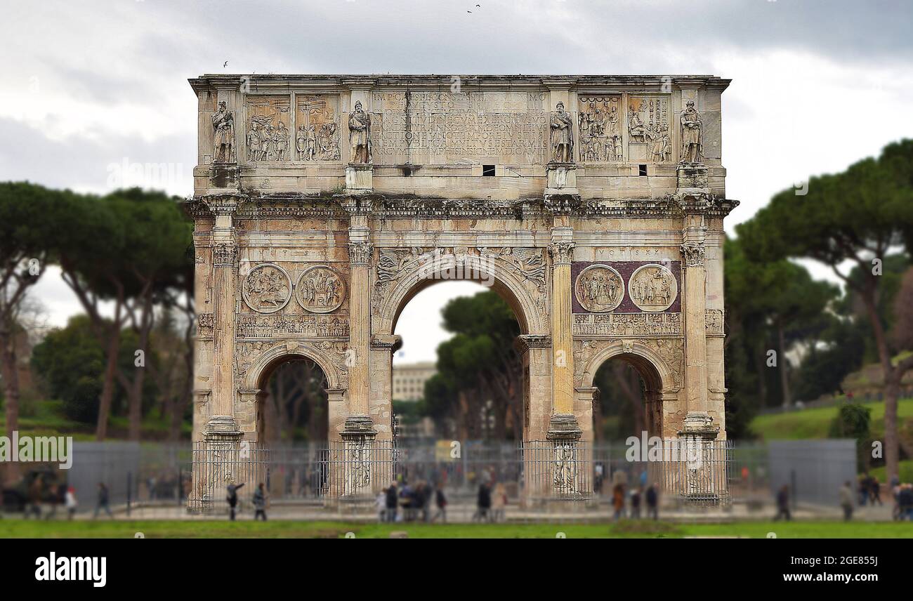 Arc Rome ROME, ITALY - Feb 07, 2016: The Arch of Constantine, a triumphal arch ...