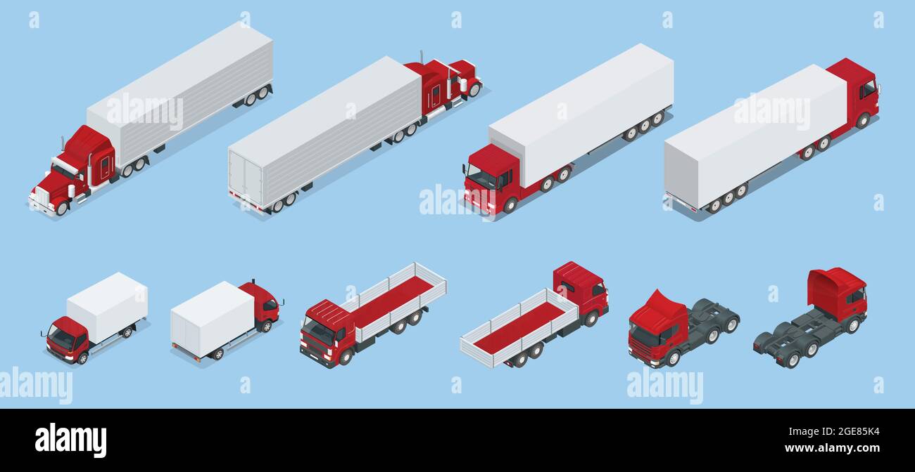 Isometric Logistics icons set of different transportation distribution ...