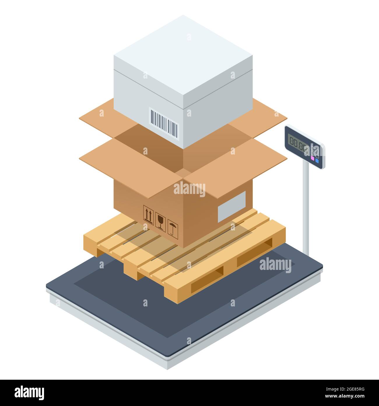 Warehouse scale with parcel. Scales for weighing heavy objects and