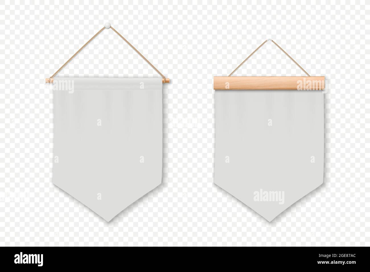 Hanging empty white cloth blank flag concept Vector Image