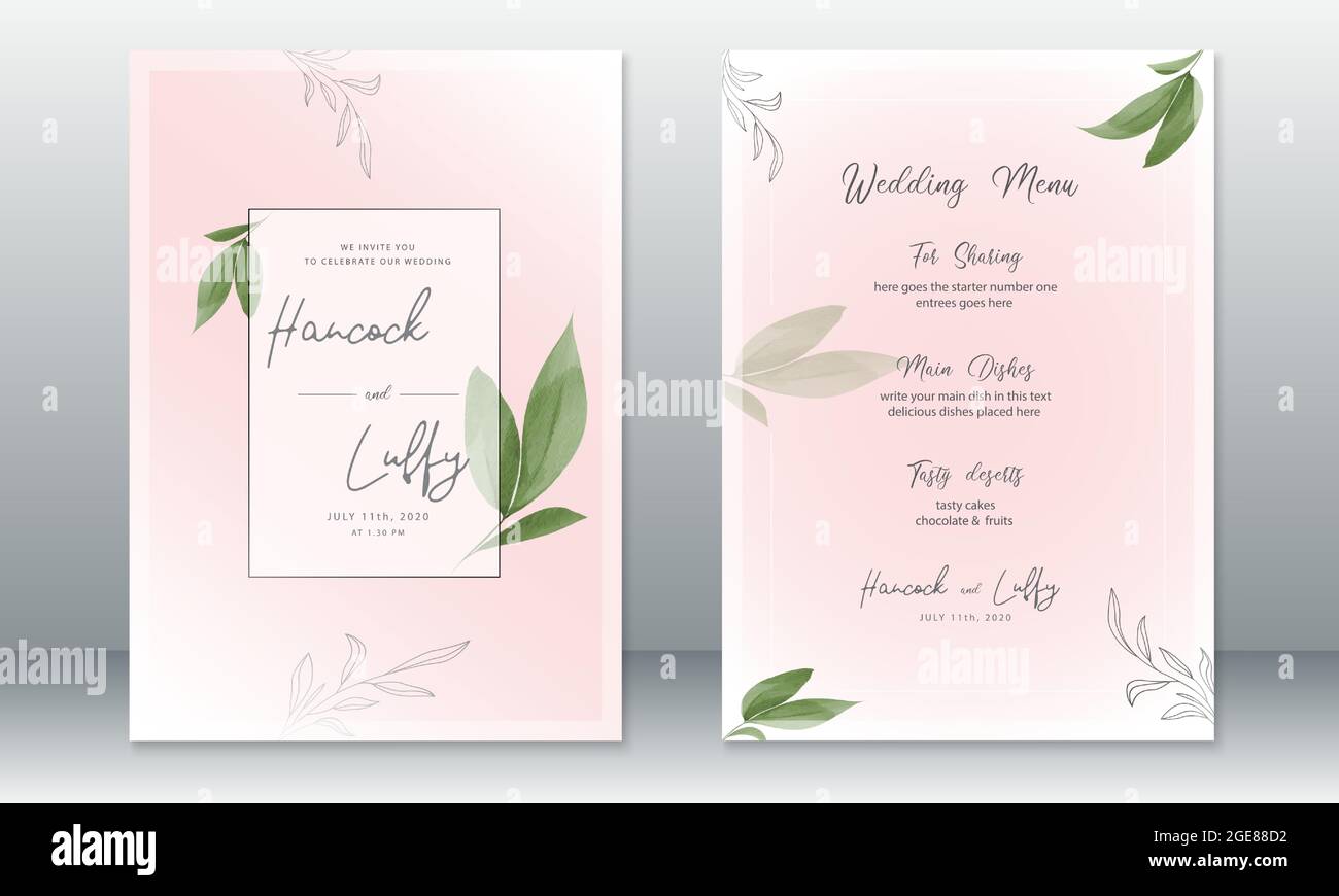 Luxury wedding invitation card template. Elegant of pink background ...