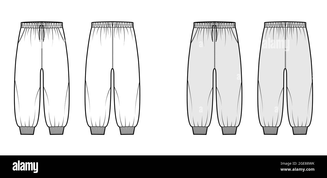 Shorts Sweatpants technical fashion illustration with low waist ...