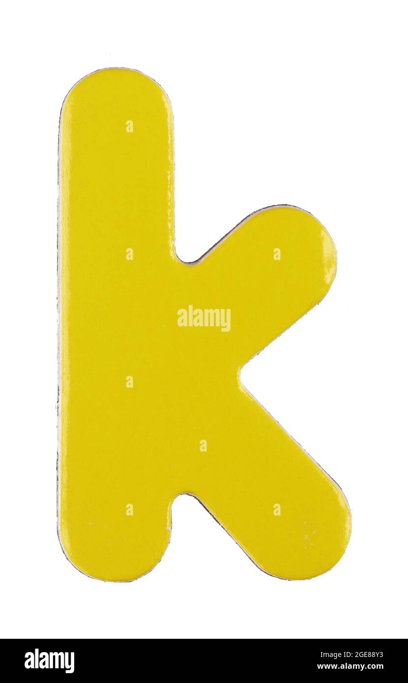 lower case k magnetic letter on white with clipping path Stock Photo