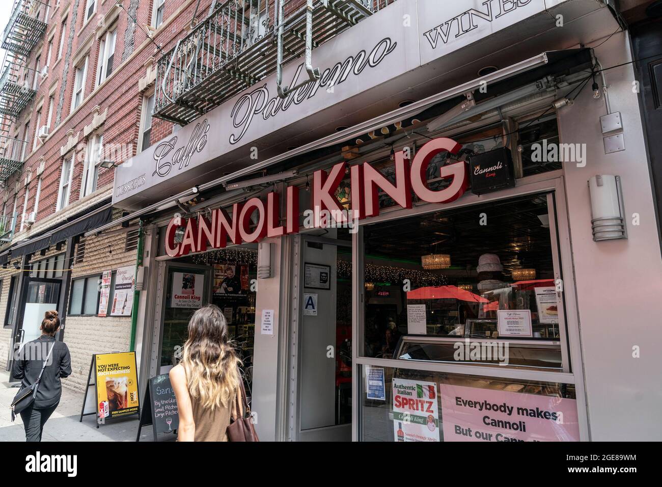 New York, United States. 17th Aug, 2021. View of Caffe Palermo on 1st day of vaccine mandate for indoor dining on order by mayor of the city in New York on August 17, 2021. Flyers posted on windows with new rules advising clients to produce proof of vaccination for indoor dining. (Photo by Lev Radin/Sipa USA) Credit: Sipa USA/Alamy Live News Stock Photo