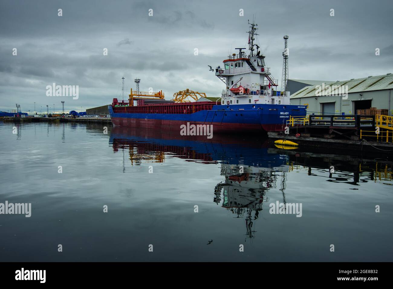 Milady a Gibralter flagged cargo vessel alongside in Hartlepool, England Stock Photo